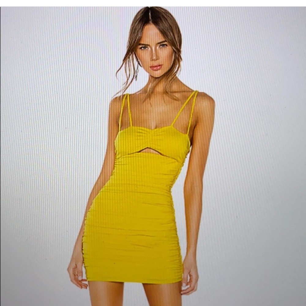 h:ours Zaylee Mini Dress in Bright Yellow